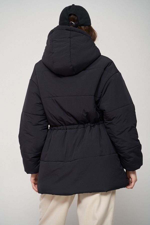 Куртка з капюшоном на замку подовжена чорна РЕ01 #RU# Куртка с капюшоном на замке удлиненная черная РЕ01 № 5