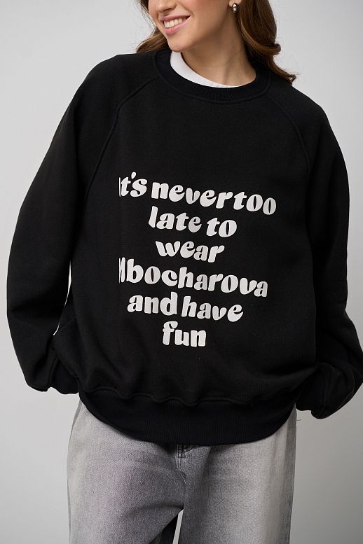 Світшот з принтом чорний - №2