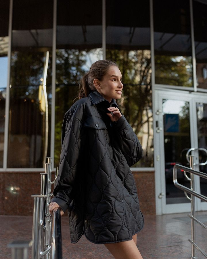 Куртка-сорочка на кнопках чорна МБПЩ003/1 #RU# Куртка-рубашка на кнопках утепленная черная МБПЩ003/1 № 3