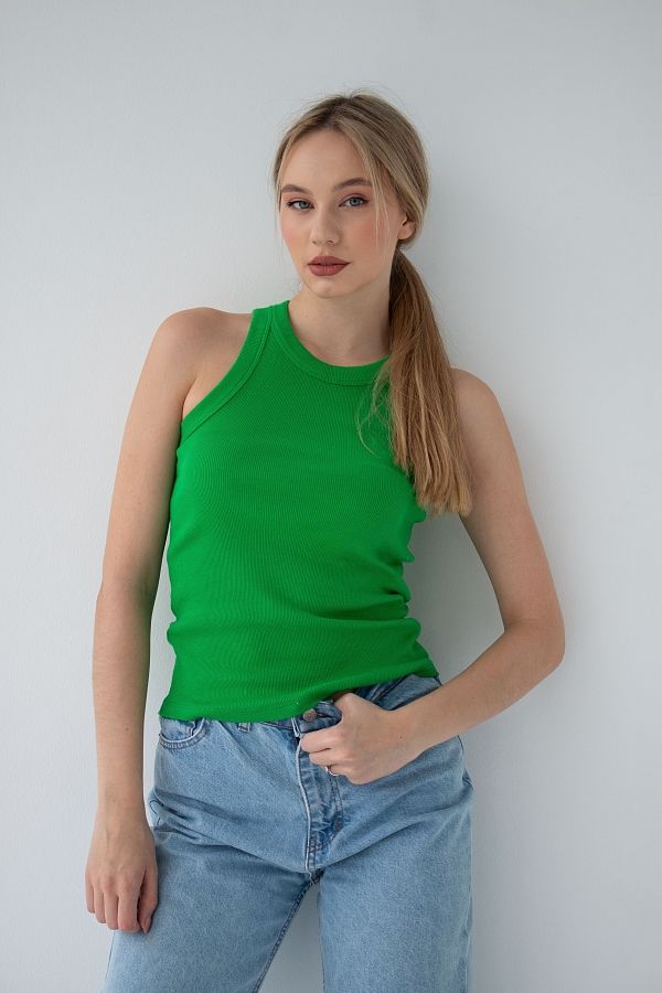 Майка рубчик зелена  МА4113/5 #RU# Майка рубчик зеленый  МА4113/5 № 3