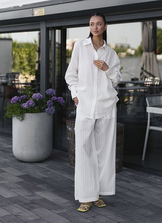 Костюм у смужку сорочка+брюки білий ПТ04/07 #RU# Костюм в полоску рубашка+брюки белый ПТ04/07 № 1