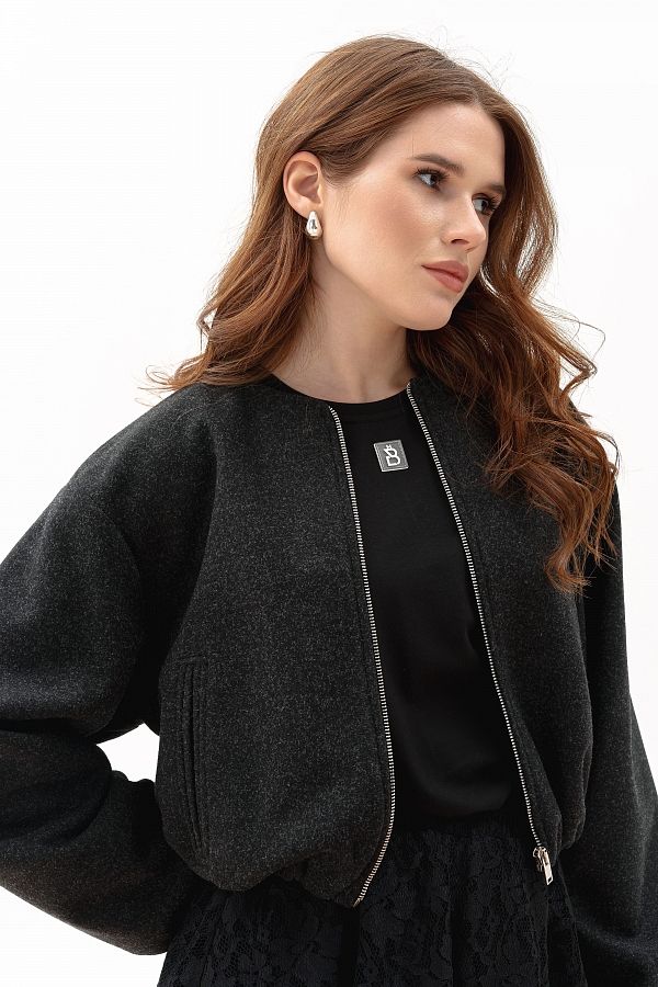 Бомбер на замку чорний НФ-00000722/1 #RU# Бомбер на черном замке НФ-00000722/1 № 3