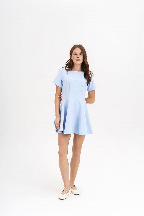 Сукня міні з коротким рукавом блакитна С918/2 № 1