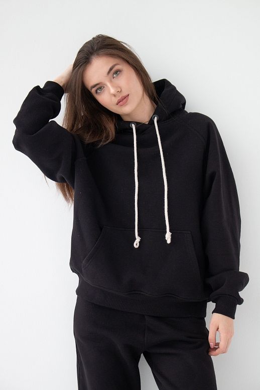 Костюм спортивний утеплений на флісі чорний - №2