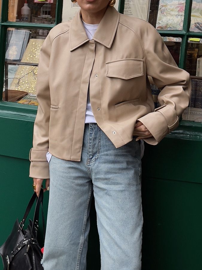 Тренч короткий екошкіра на замші бежевий МБКТ010/7 #RU# Тренч короткий экокожа на замше бежевый МБКТ010/7 № 1