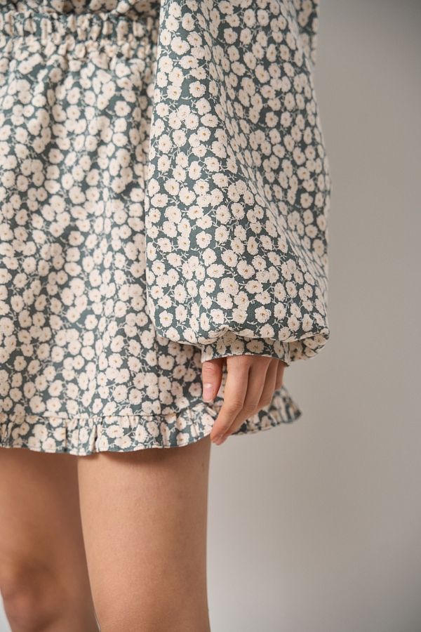 Костюм з бавовни сорочка та спідниця темно-зелений МБКТ002 № 5