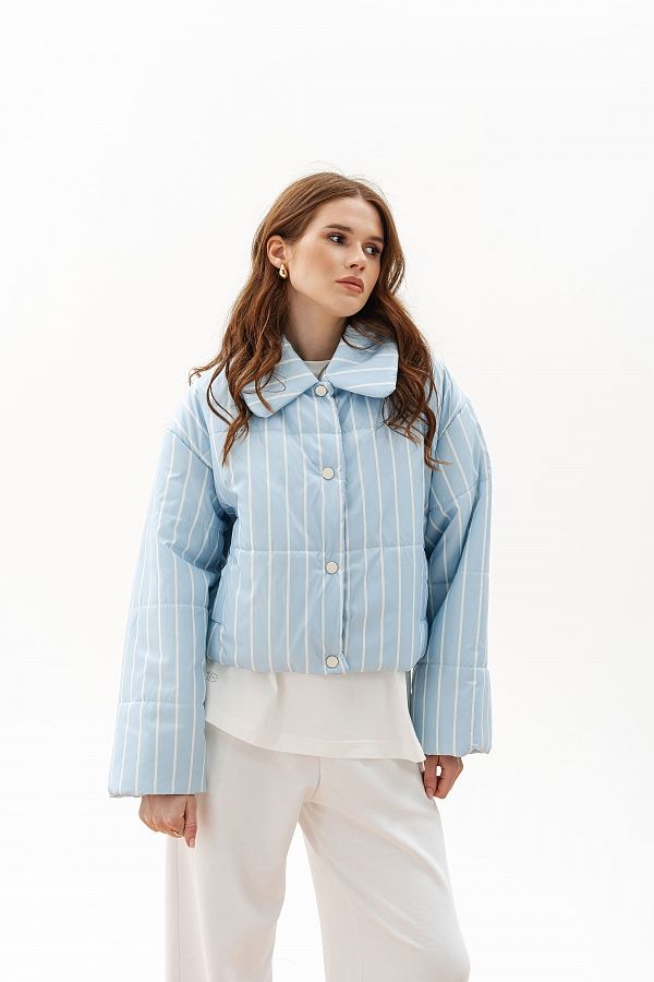 Куртка коротка блакитна в білу смужку НФ-00000736/6 #RU#  НФ-00000736/6 № 1