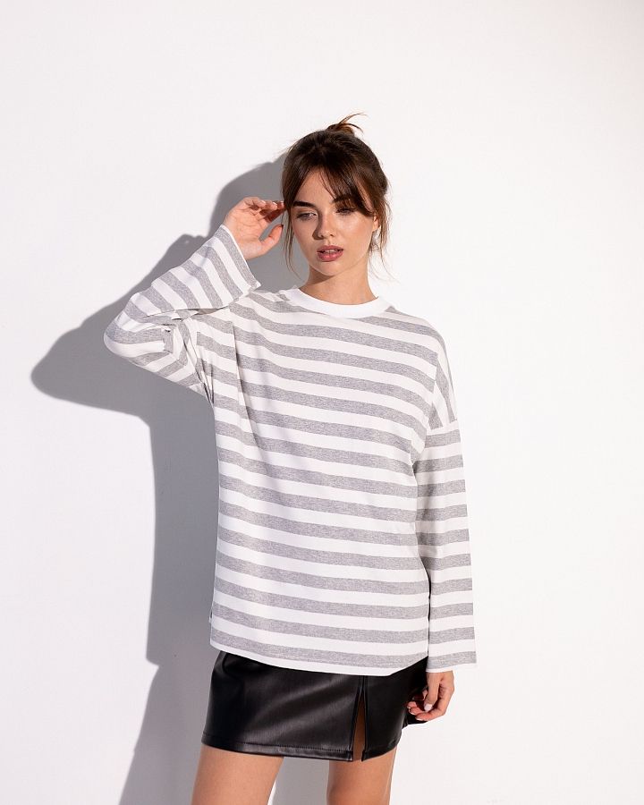 Лонгслів у смужку сірий MBKC004/2 #RU# Лонгслив в полоску серый MBKC004/2 № 1