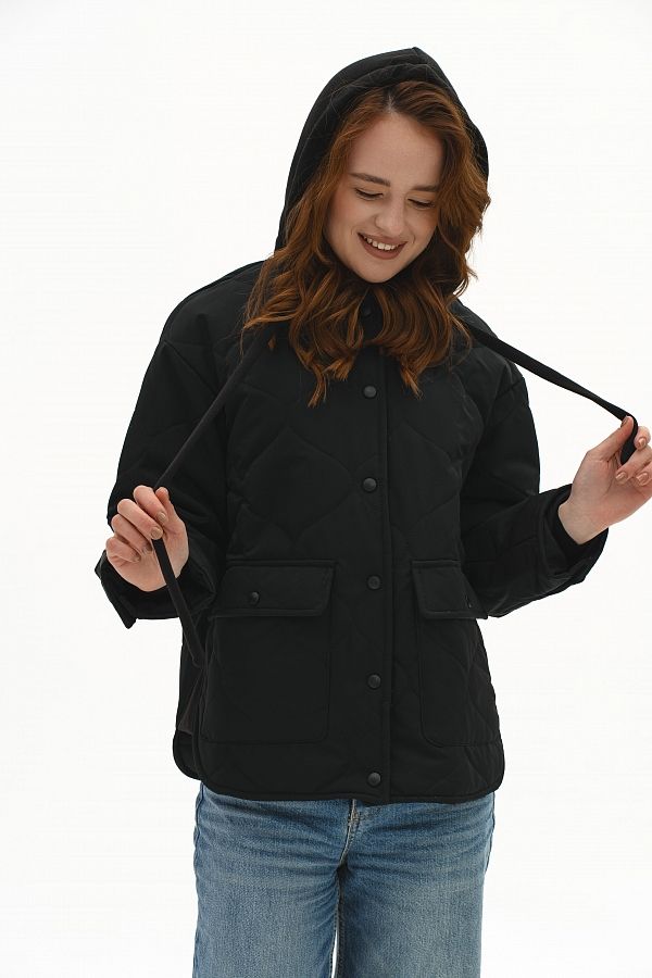 Куртка з трикотажним капюшоном чорна KTR01KAP/1 #RU# Куртка с трикотажным капюшоном черная KTR01KAP/1 № 2