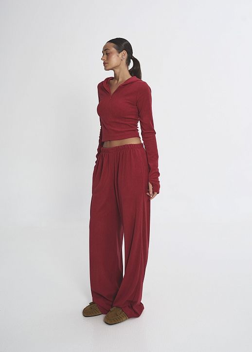 Костюм приталений із замком червоний - №2