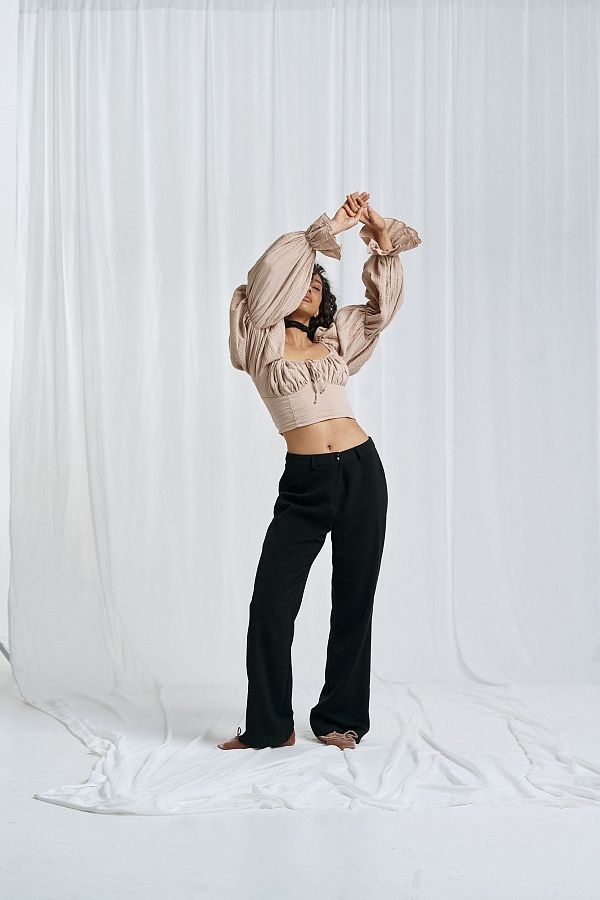 Мусліновий топ бежевий D0223/2 #RU# Муслиновый бежевый топ D0223/2 № 3