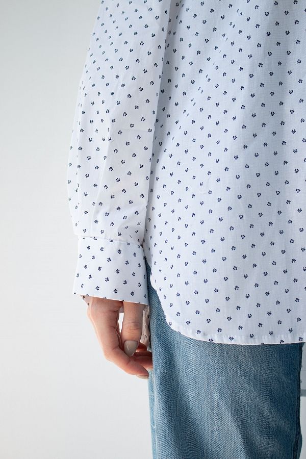 Сорочка котонова класична біла в чорні квіти МБСЧ001/5 #RU# Рубашка котоновая классическая белая в черных цветах. МБСЧ001/5 № 4