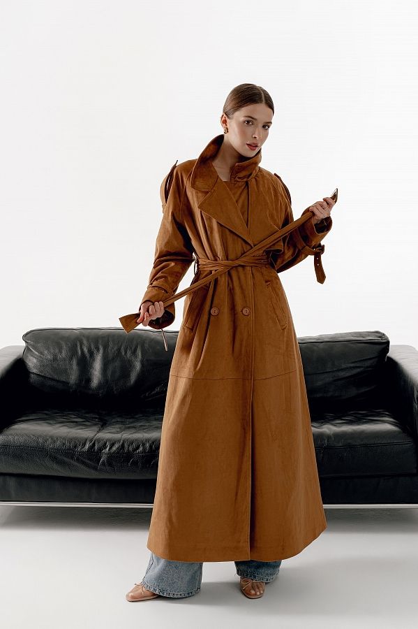 Тренч максі замшевий рудий PREMT/01 № 2