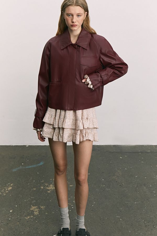 Тренч короткий екошкіра на замші бордовий МБКТ010/6 #RU# Тренч короткий экокожа на замше бордовый МБКТ010/6 № 2