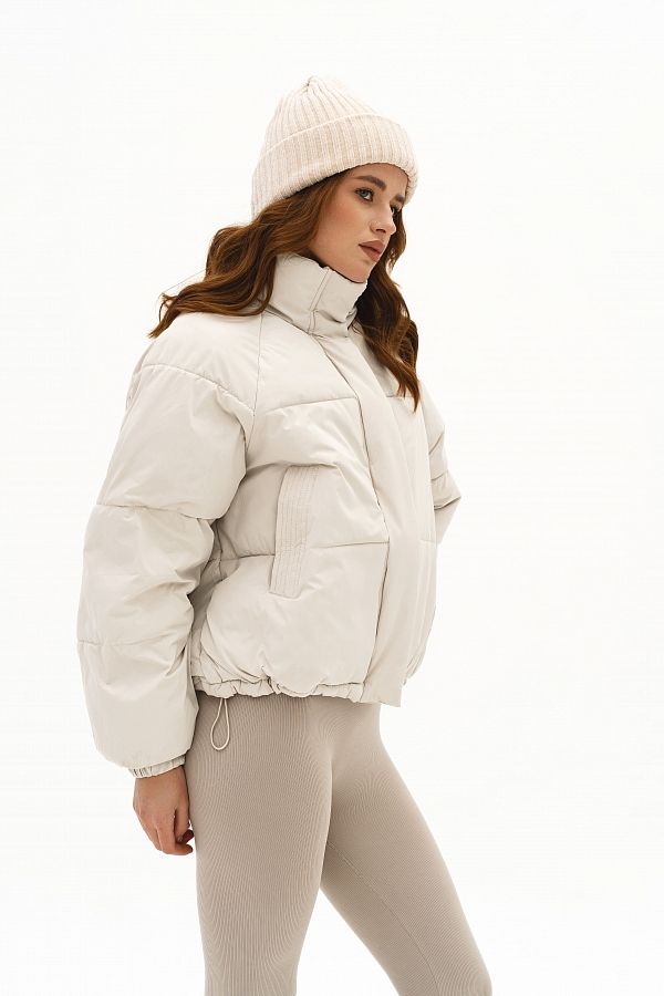 Пуховик вкорочений на замку молочний PUVK25/1 #RU# Пуховик укороченный на замке молочный PUVK25/1 № 2