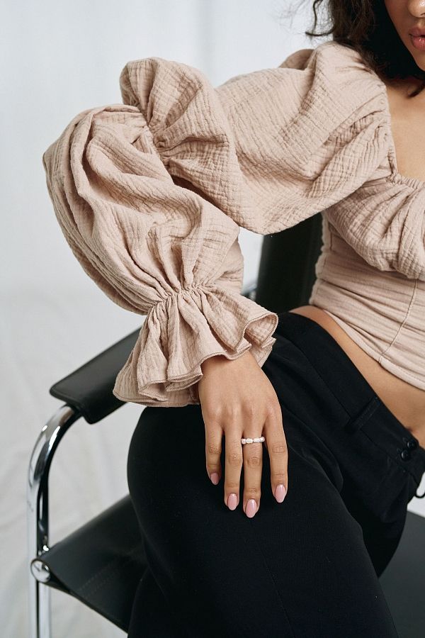 Мусліновий топ бежевий D0223/2 #RU# Муслиновый бежевый топ D0223/2 № 2