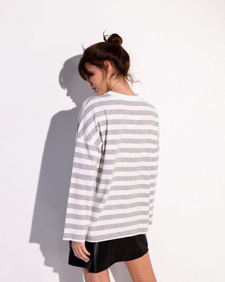 Лонгслів у смужку сірий MBKC004/2 #RU# Лонгслив в полоску серый MBKC004/2 № 2