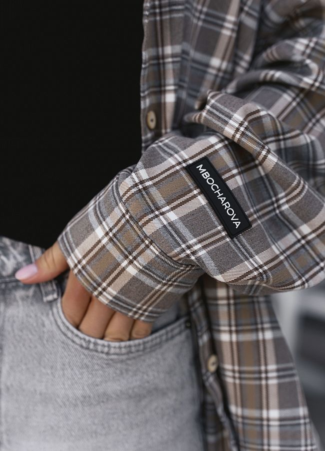 Сорочка в клітинку коричнева  ПН07/09 #RU# Рубашка в клетку коричневая ПН07/09 № 4