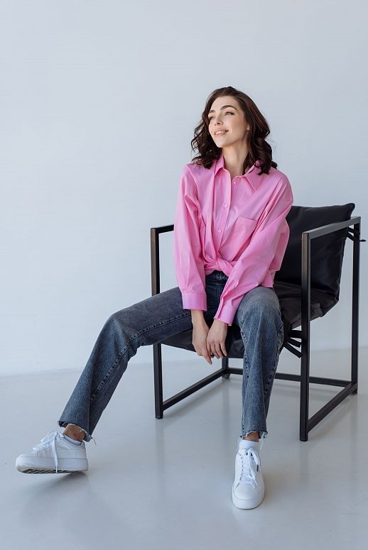 Сорочка котонова класична рожева - №2