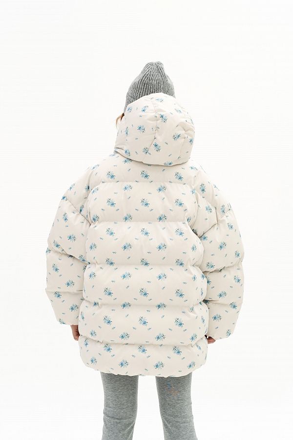 Пуховик зимовий подовжений сметанковий в квіти KZR25POD/3 #RU# Пуховик зимний удлиненный сливочный в цветы KZR25POD/3 № 5