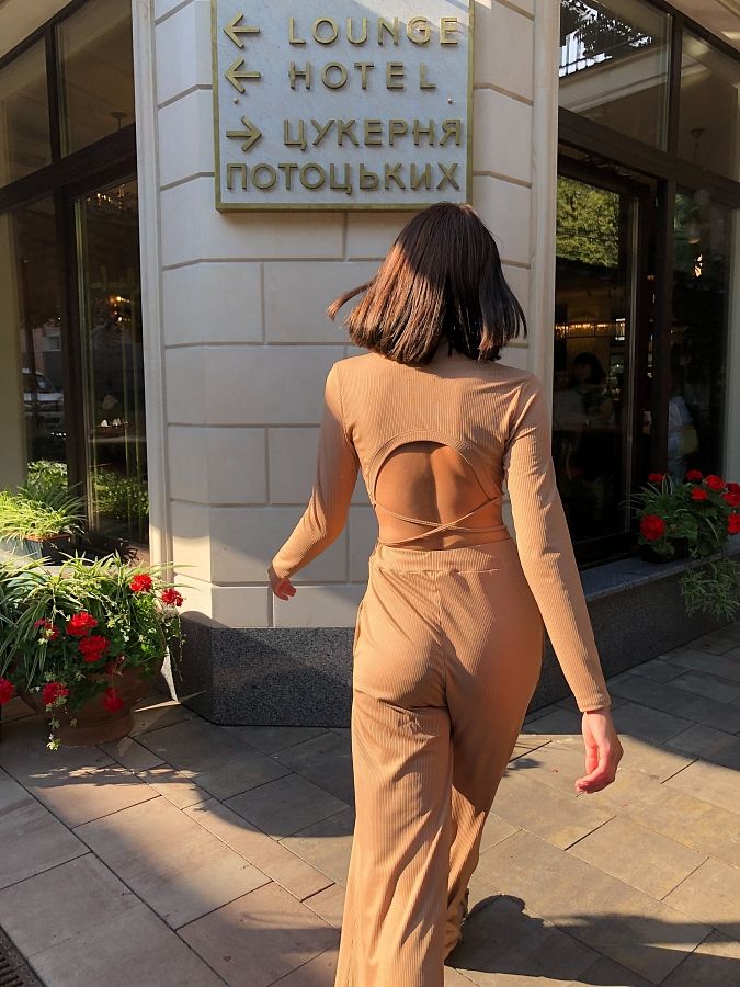 Костюм топ з брюками палаццо коричневий Н0921/3 #RU# Костюм топ з брюками палаццо коричневый Н0921/3 № 3