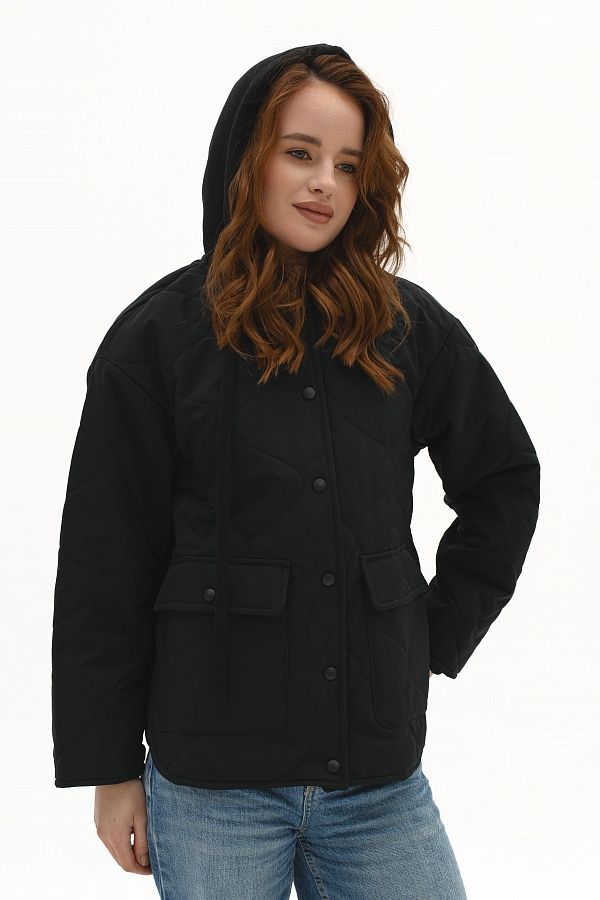 Куртка з трикотажним капюшоном чорна KTR01KAP/1 #RU# Куртка с трикотажным капюшоном черная KTR01KAP/1 № 1