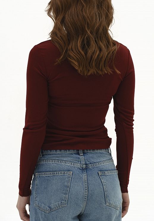 Лонгслів приталений вишневий