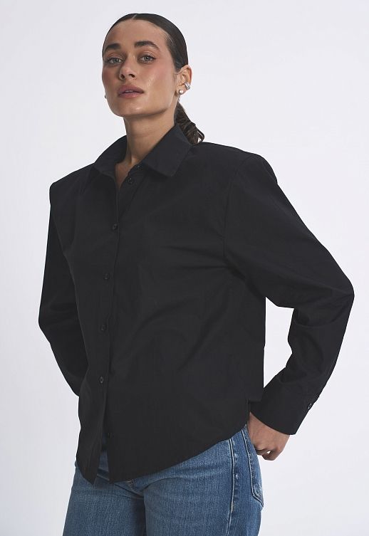Сорочка котонова з підплічниками чорна