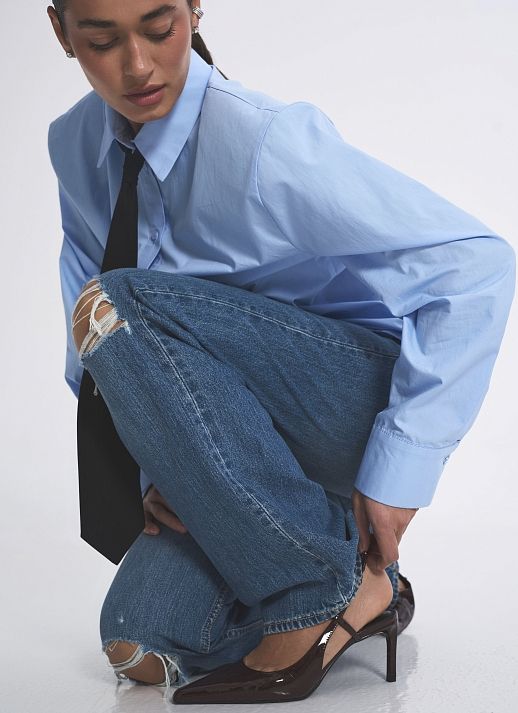 Сорочка котонова з підплічниками блакитна